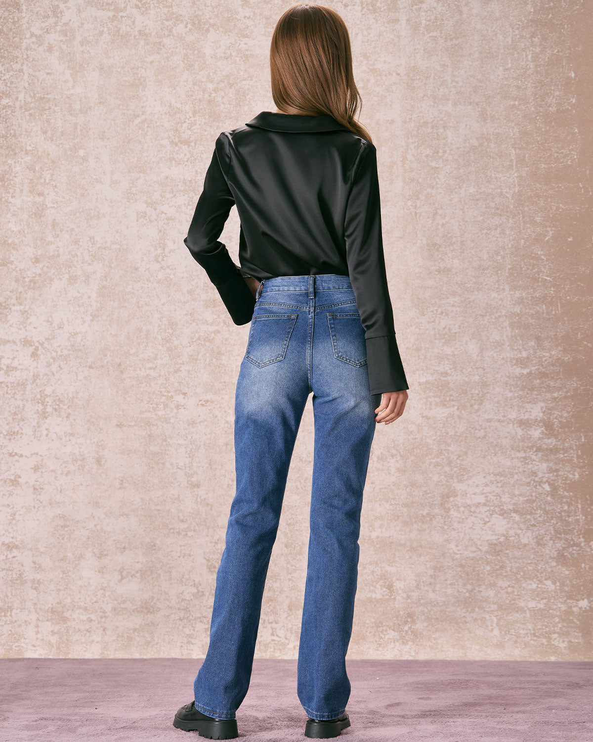 The Blue High Waisted Straight Leg Jeans Buy Cheap Browse