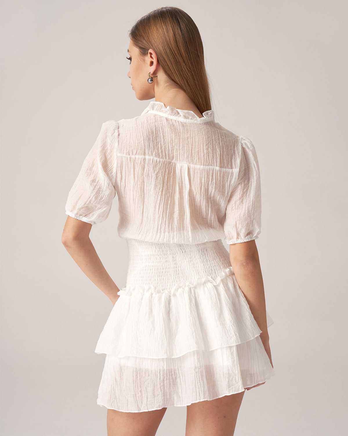 Bettydress White See Through Layered Mini Dress Outlet Classic