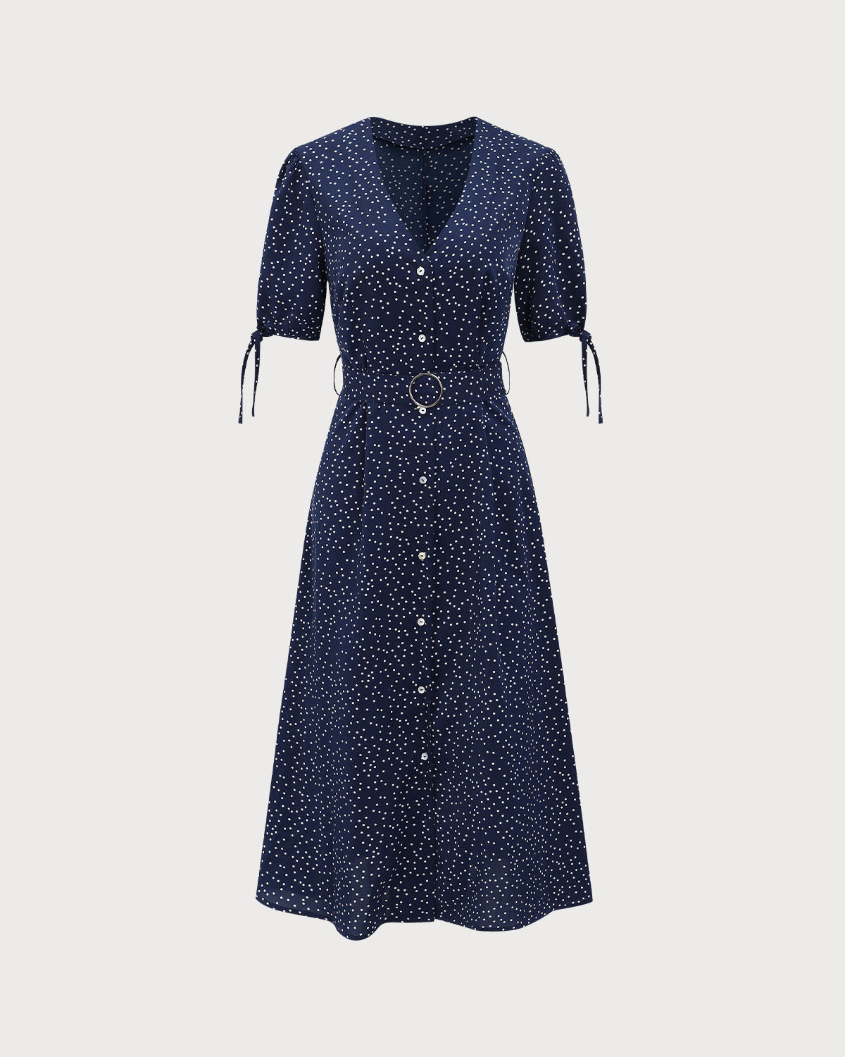 Navy Polka Dot Belted Midi Dress Countdown Package Cheap Pice