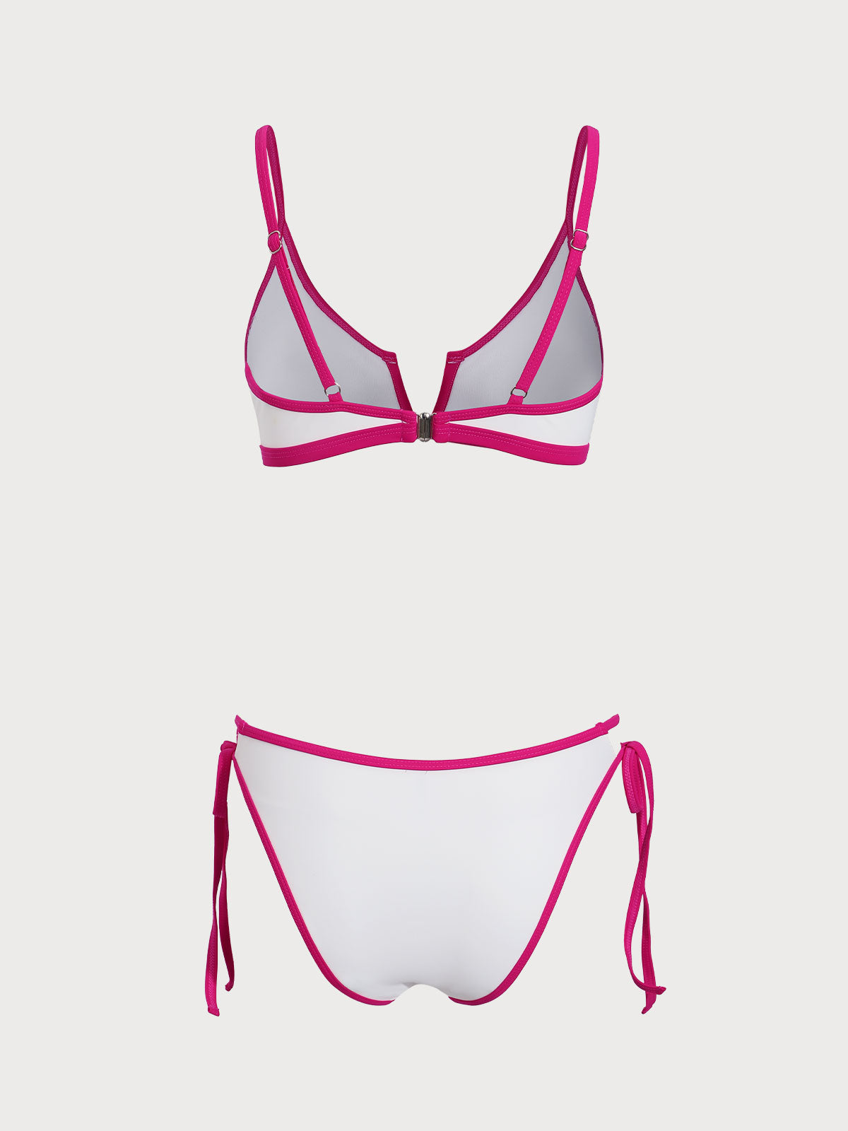 Pink Contrast Drawstring Bikini Set Cheap Sale With Credit Card