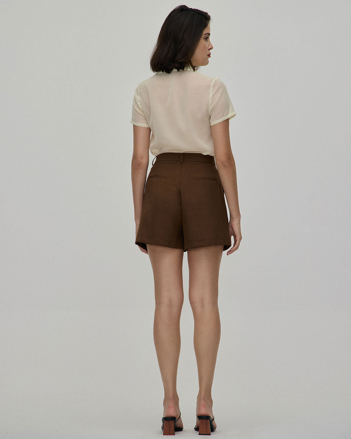 The Coffee Pleated High-Waisted Wide Leg Shorts Outlet Manchester Great Sale