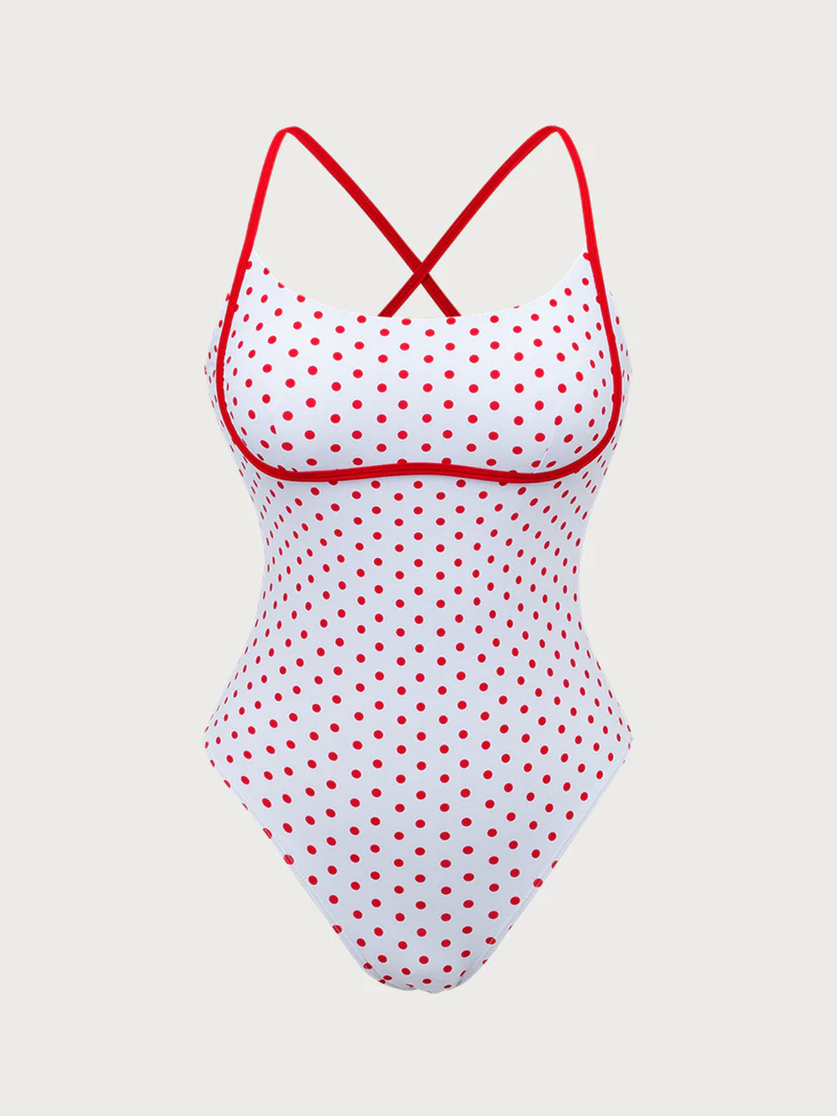 Red Contrast Polka Dot One-Piece Swimsuit Clearance Limited Edition