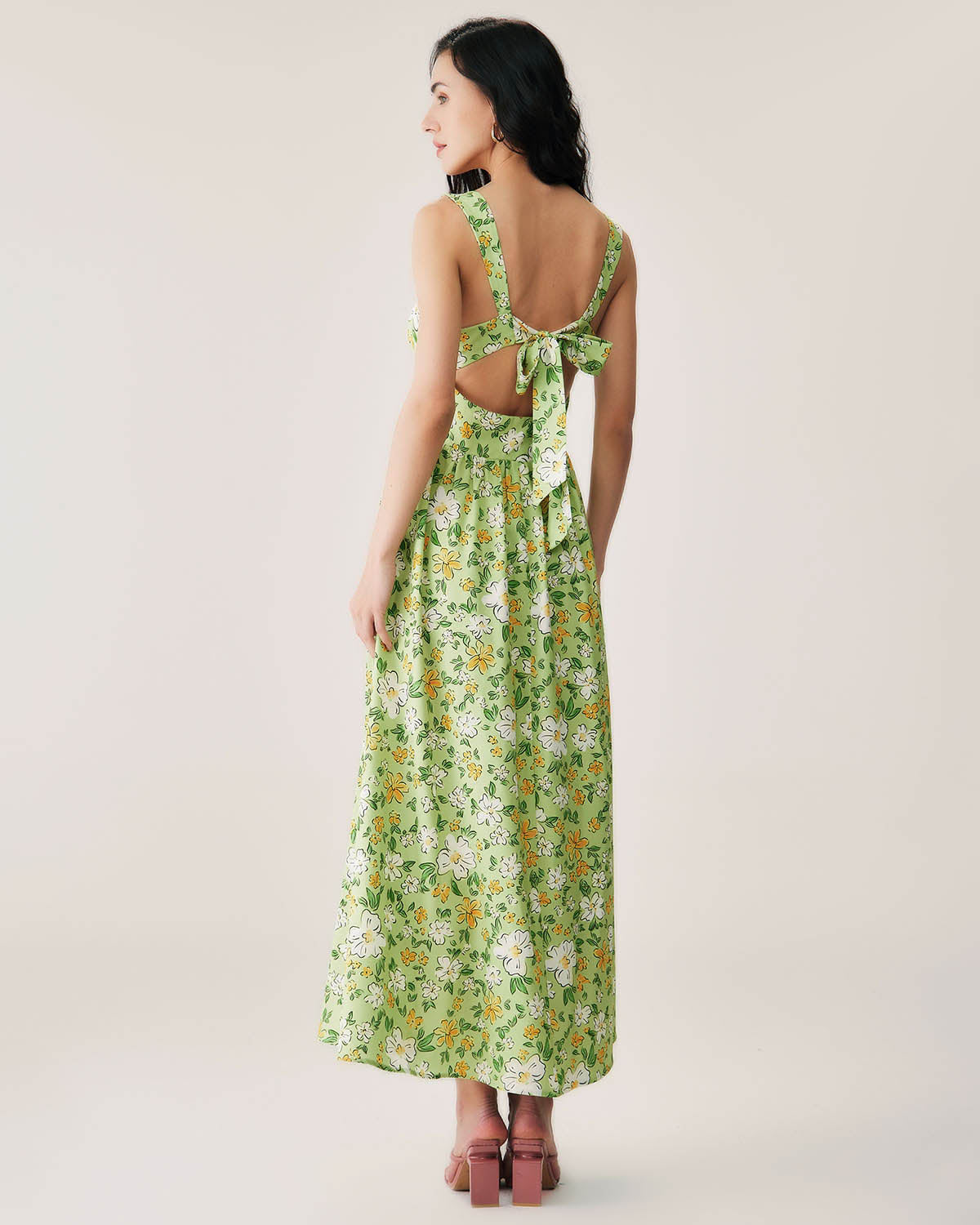 Green Floral Backless Maxi Dress Pay With Paypal