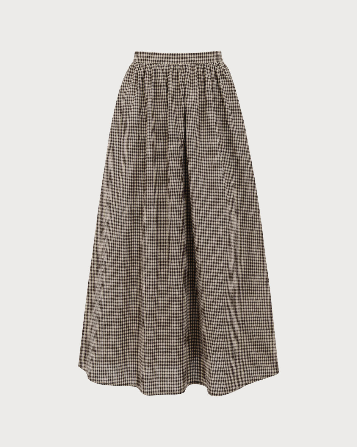 Brown Plaid High-Waisted Pocket Midi Skirt Cheap Fashion Style