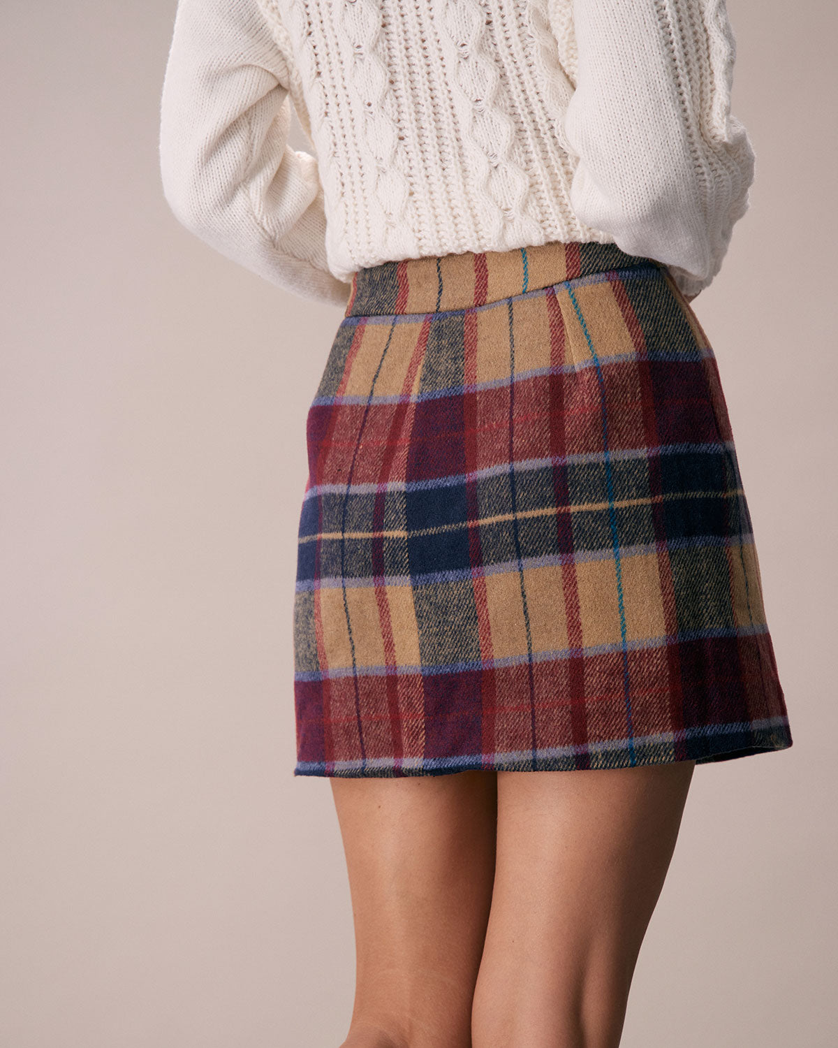 The Red Plaid Zipper Fly Tweed Mini Skirt Cheap Sale Huge Surprise