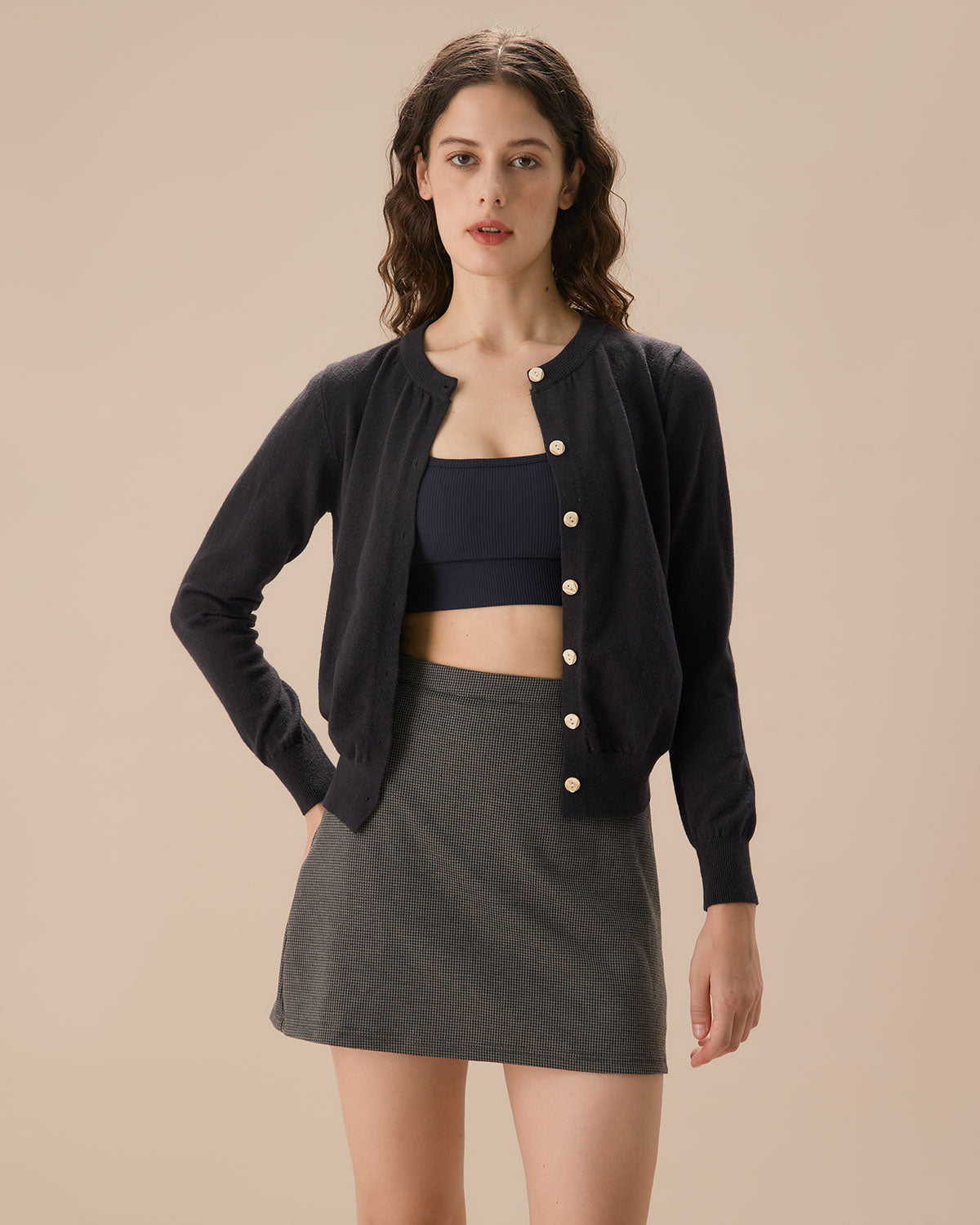 Grey Plaid Mini Skirt Purchase Sale Online
