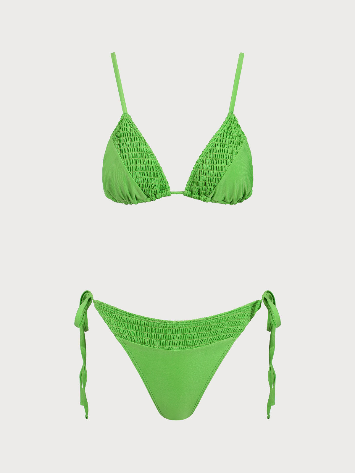 Green Ruched Knot Bikini Set Free Shipping Recommend