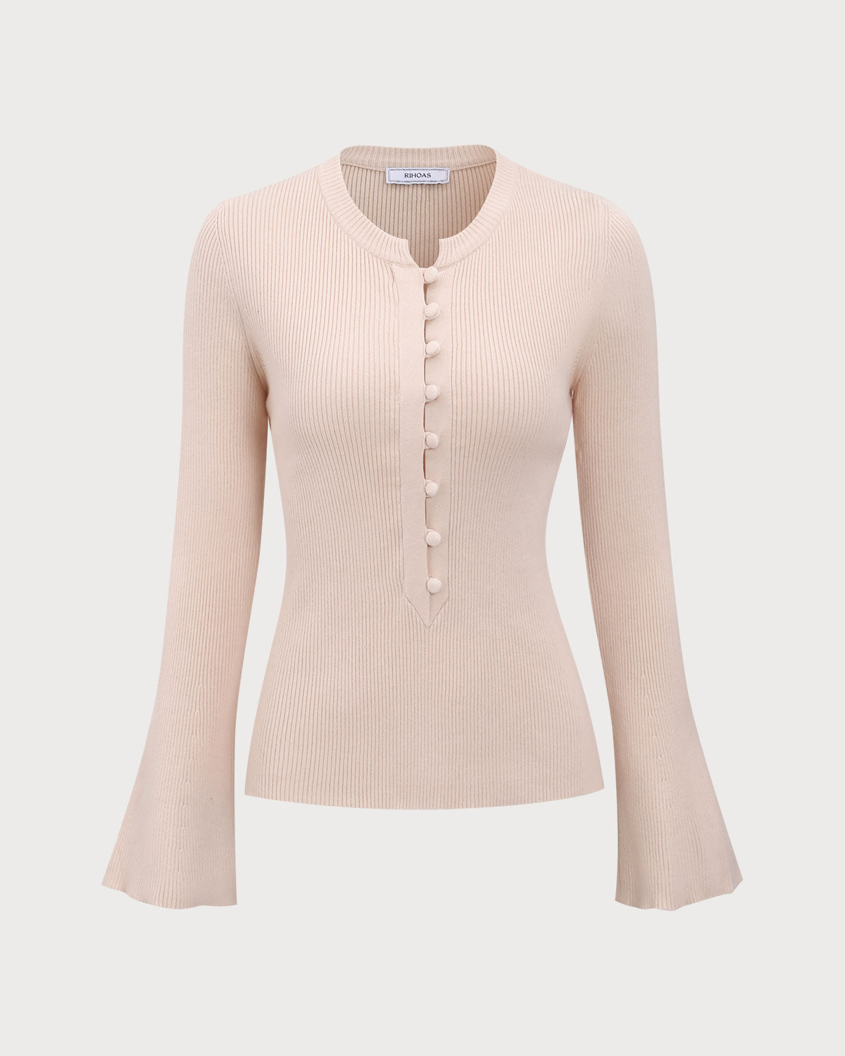 The Apricot Round Neck Button Up Knit Top Cheap Sale Professional