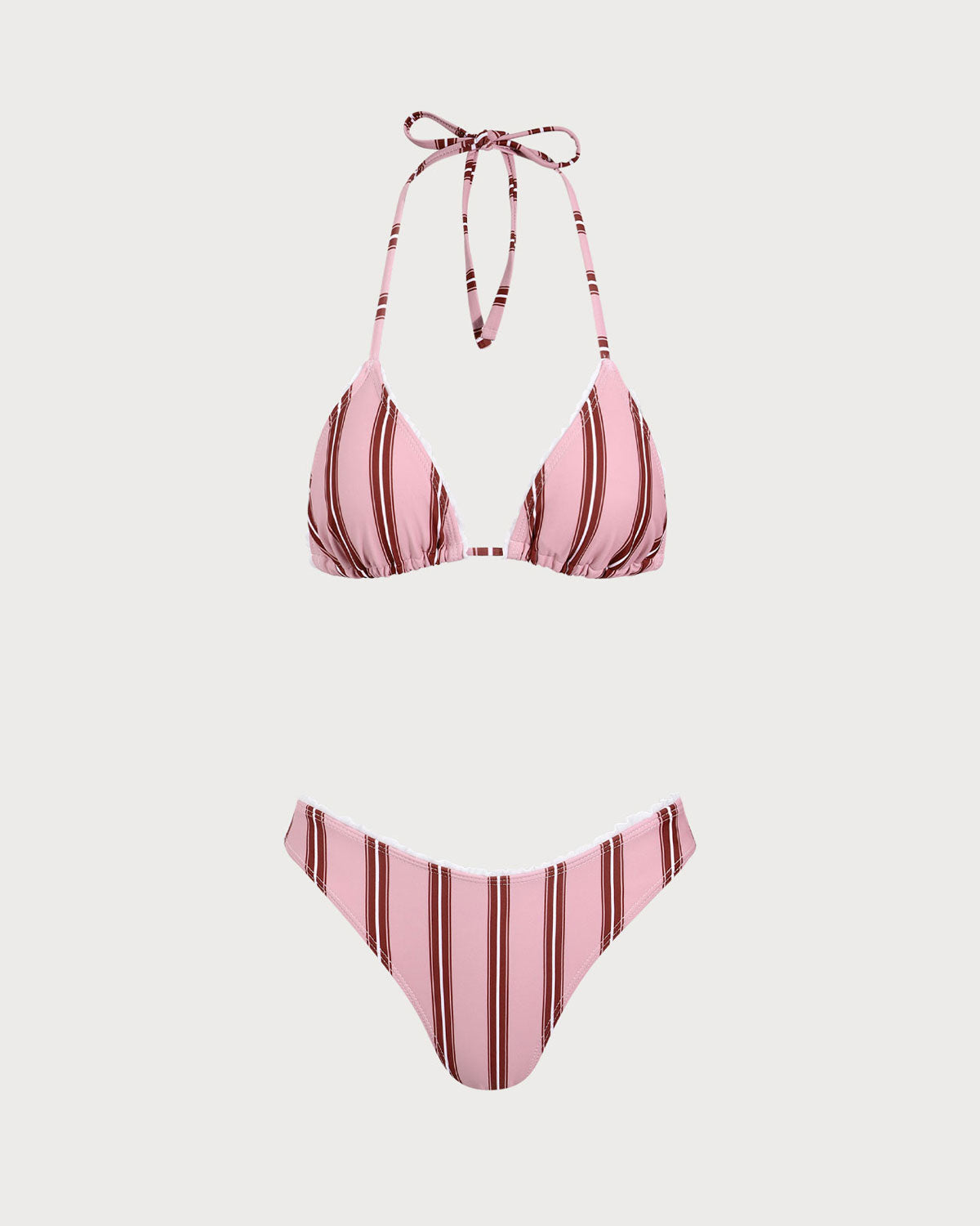 Pink Striped Halter Bikini Set From China Sale Online