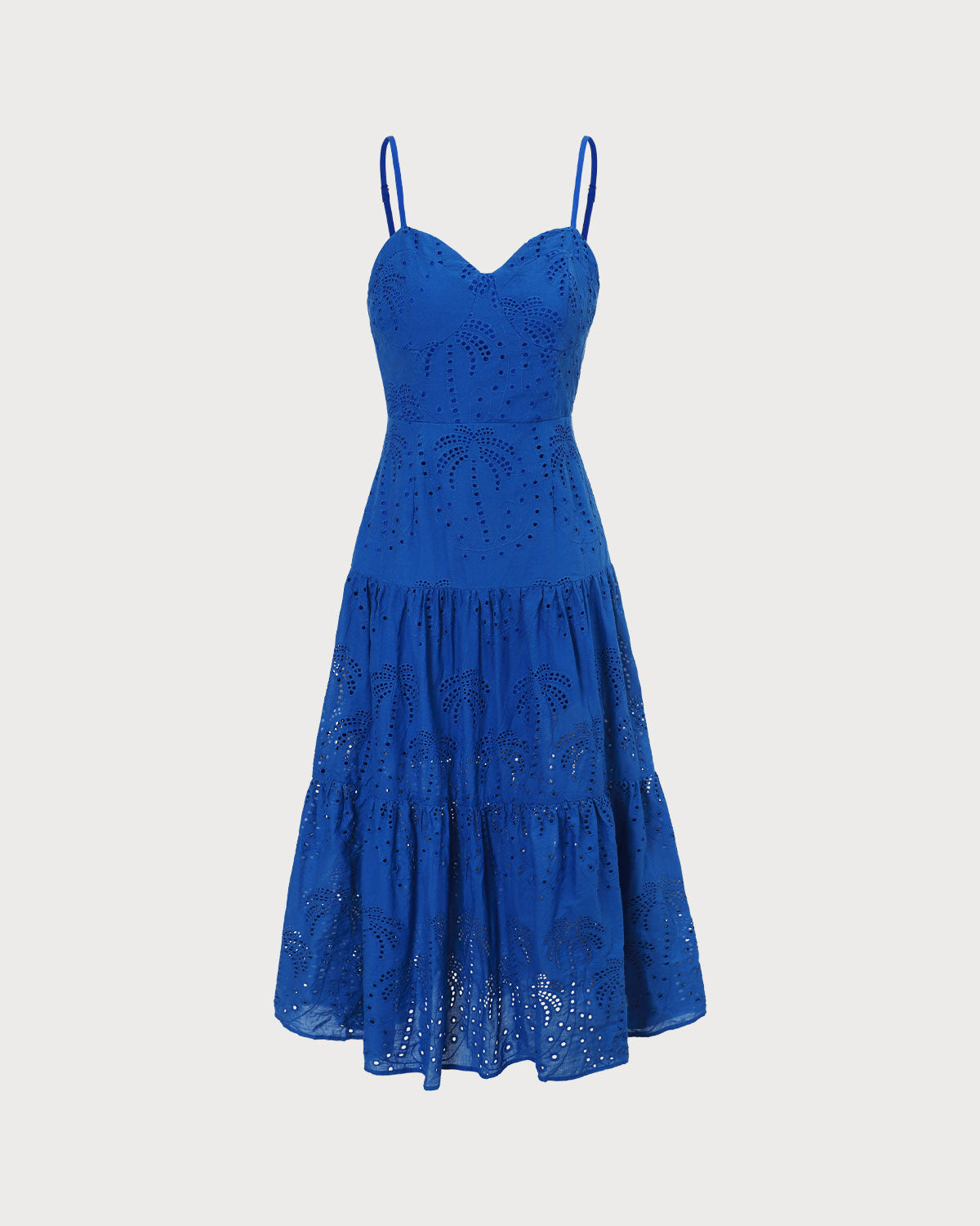 The Blue Sweetheart Neck Embroidery Slip Midi Dress Pay With Paypal