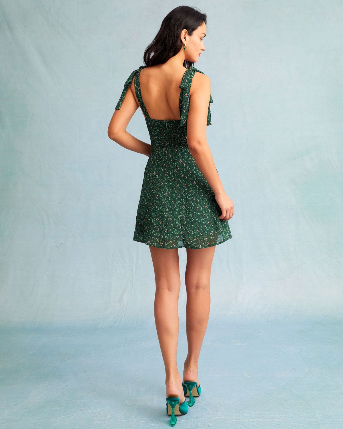 The Green Sweetheart Neck Floral Slip Mini Dress Buy