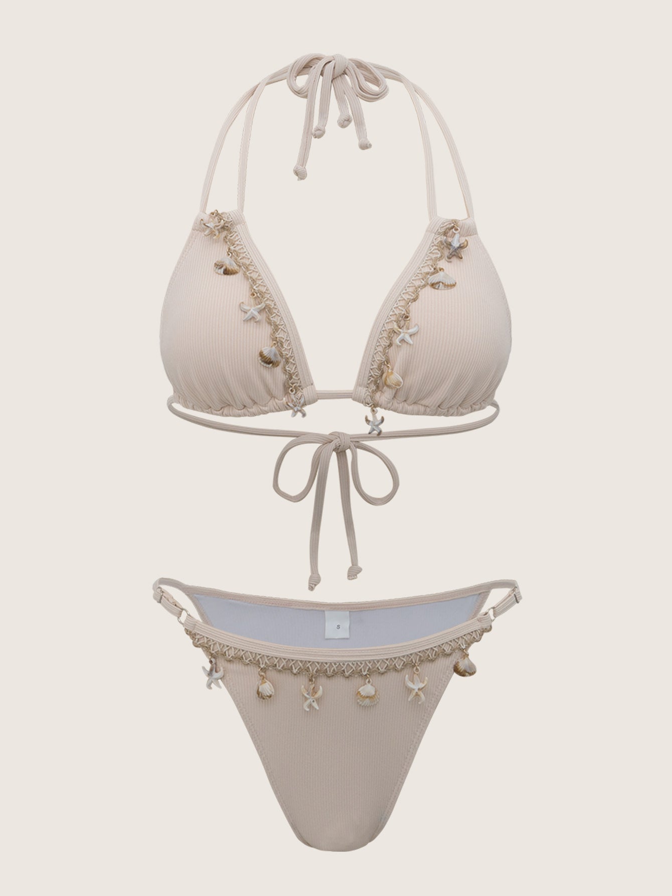 White Shell Embellished Bikini Set Latest Collections For Sale