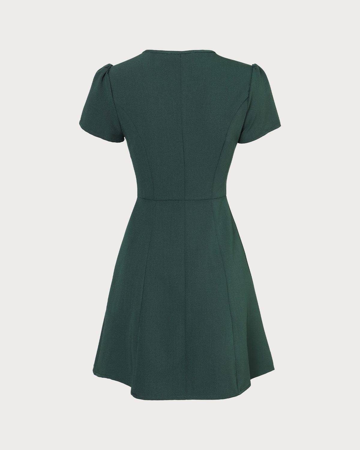 The Dark Green V Neck Button-up Shirt Mini Dress Shop For Sale