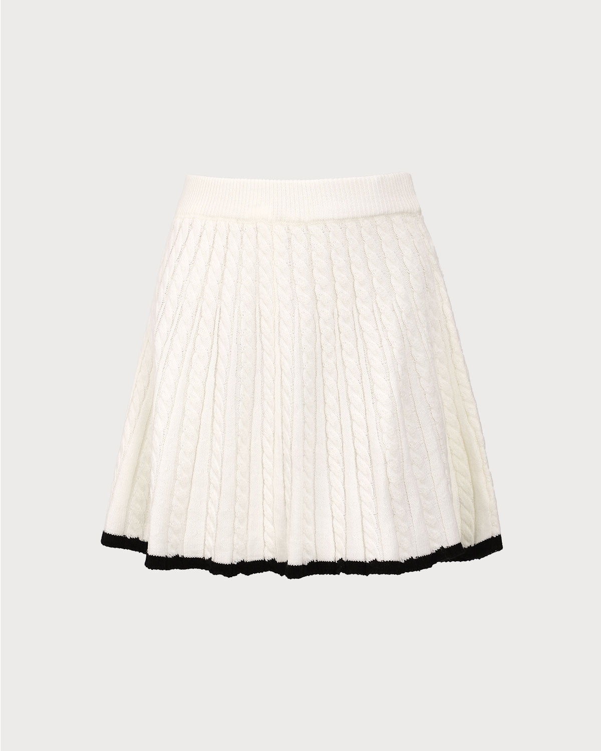 White Contrasting Knitted Mini Skirt Discount Collections