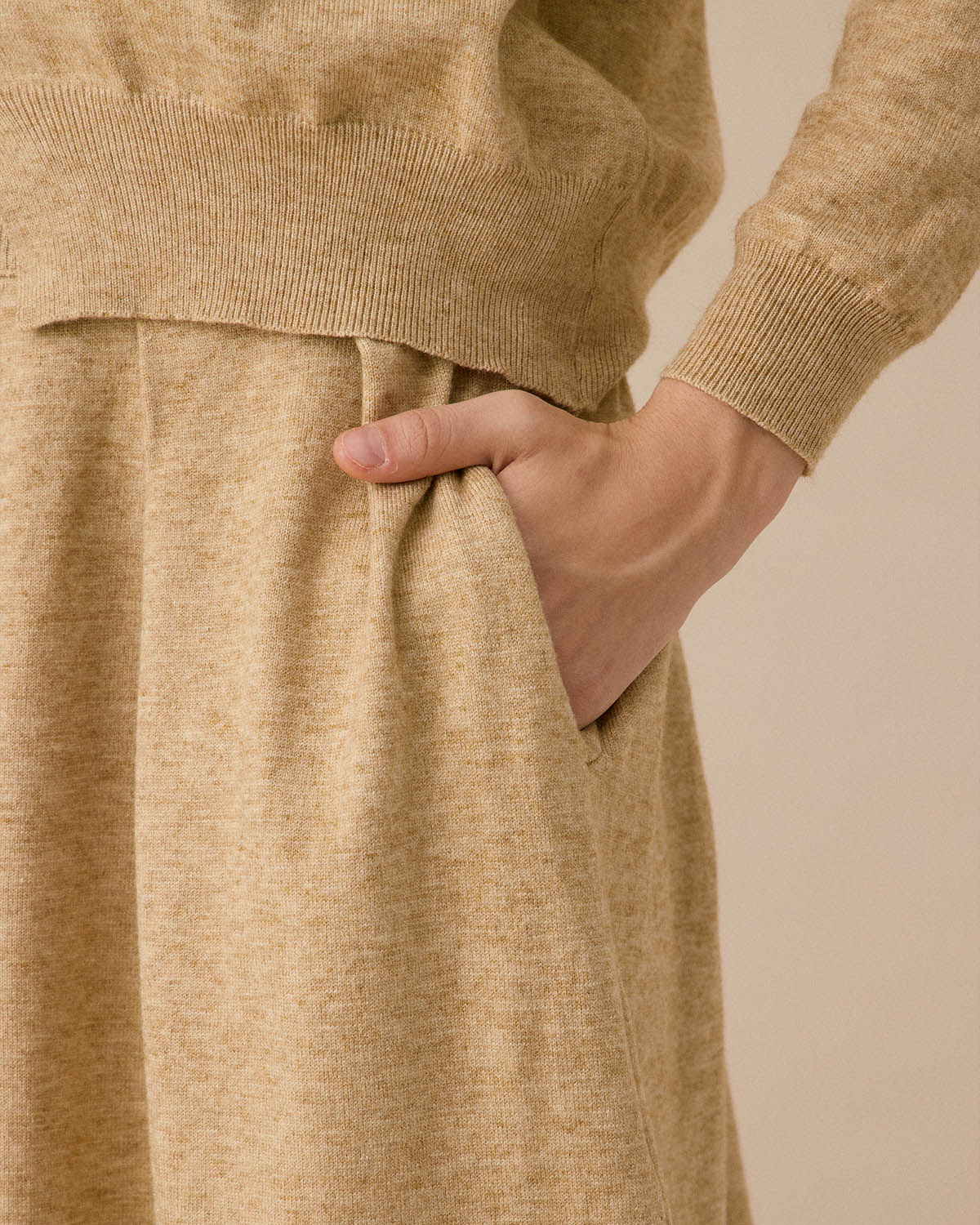 Camel V Neck Cardigan Skirt Set Outlet Online Shop