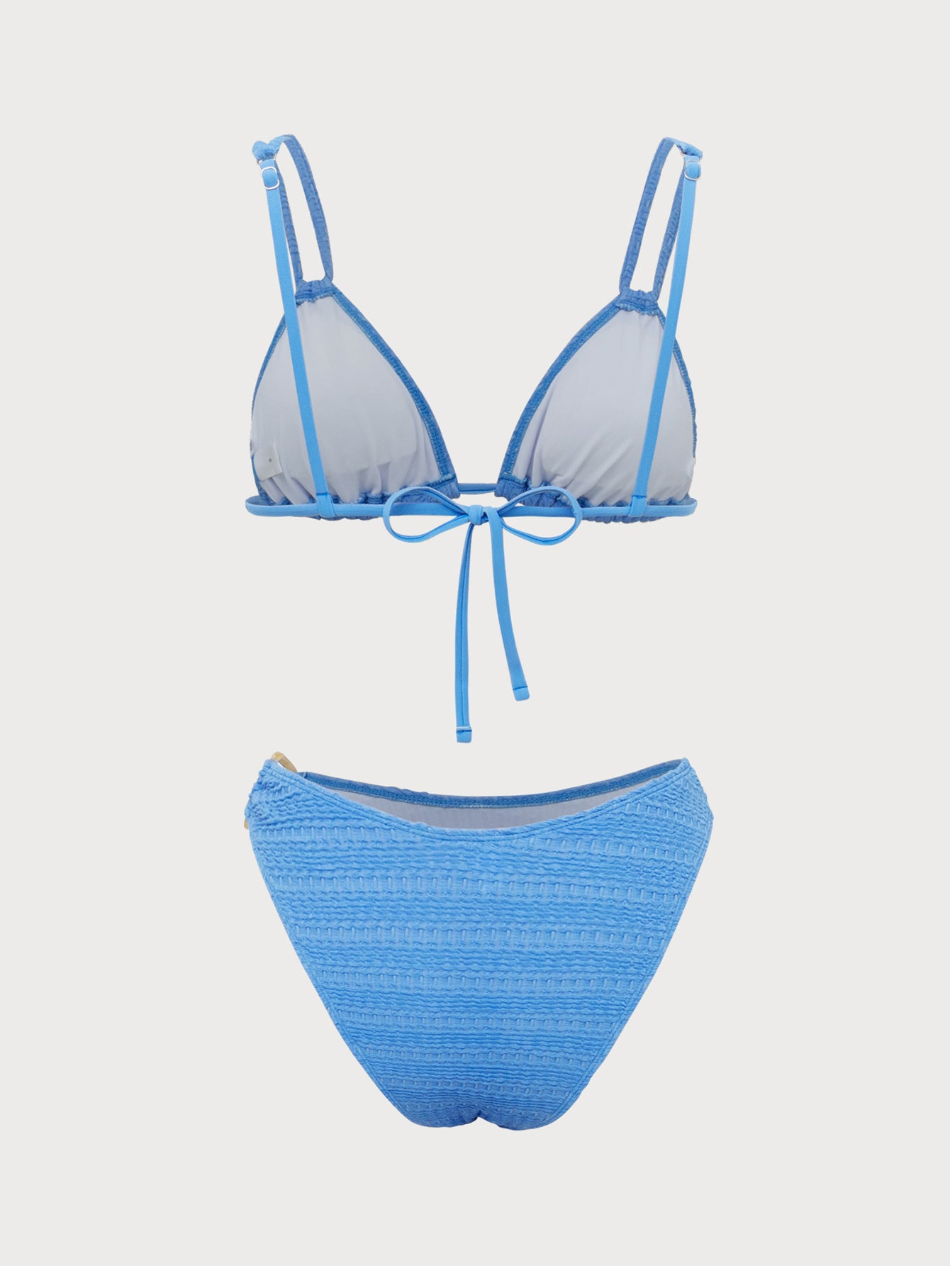 Blue Textured Double Strap Bikini Set Very Cheap Cheap Online