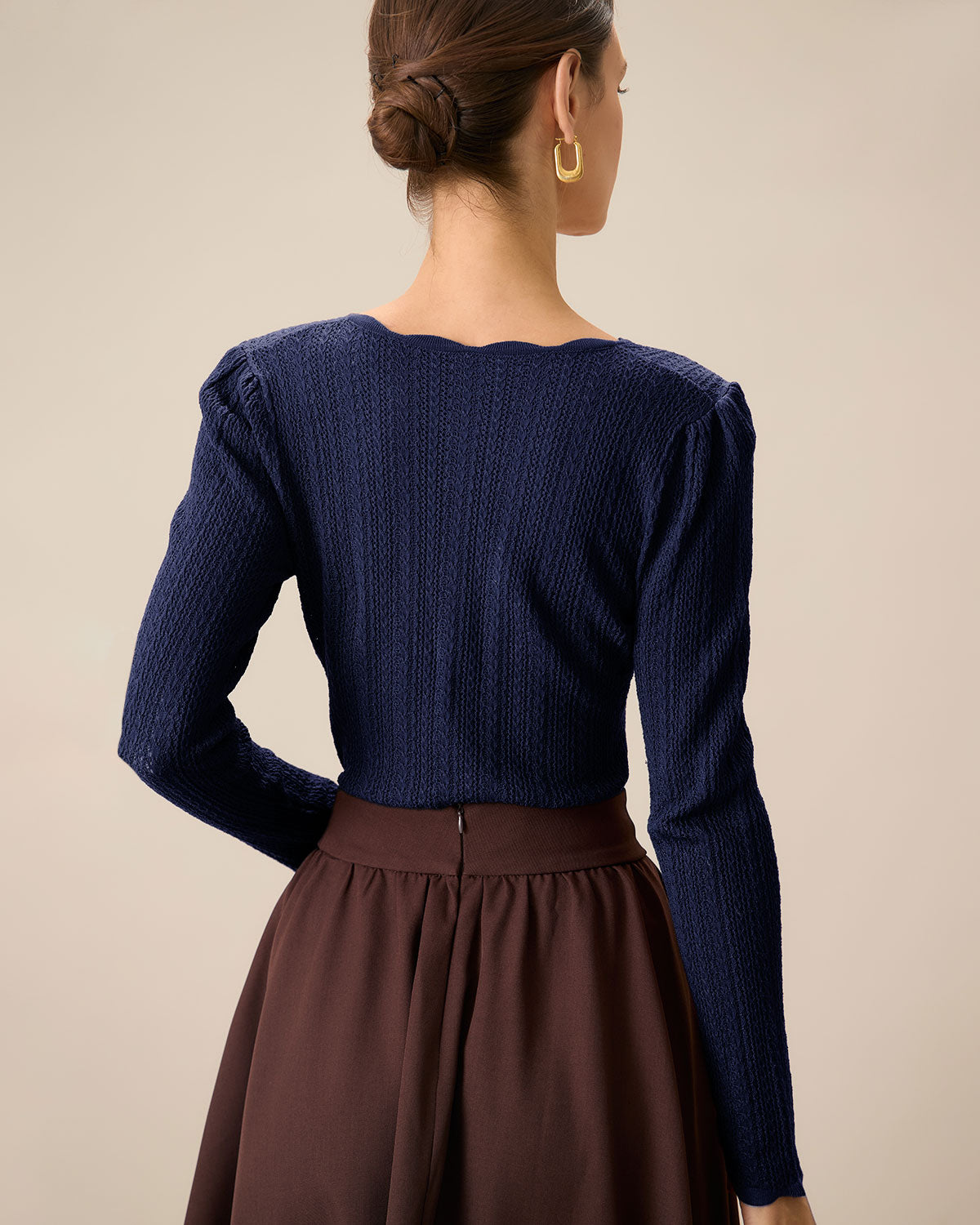 Navy Round Neck Slim Sweater 2025 Unisex For Sale