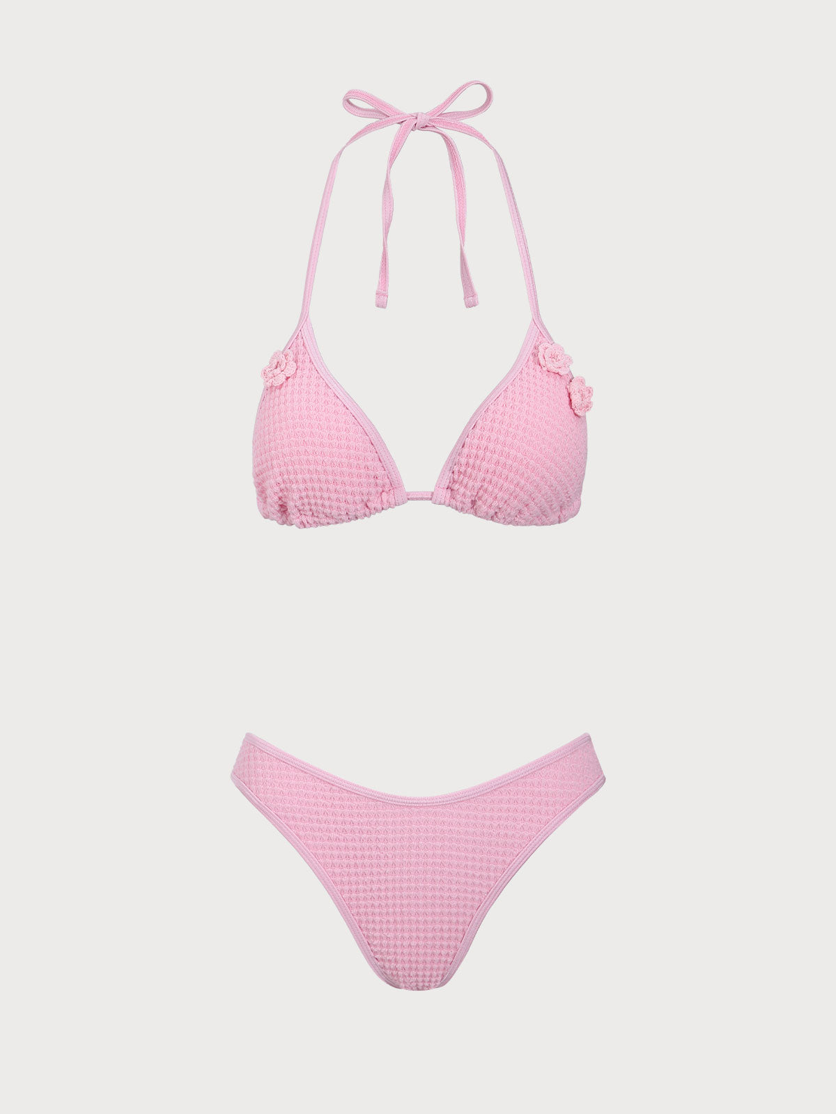 Pink Crochet Flower Bikini Set Outlet Good Selling