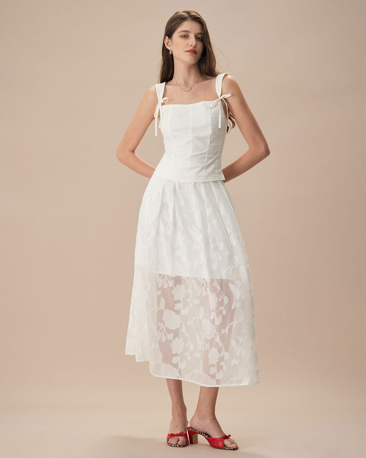 The White Jacquard Midi Skirt Low Cost Online