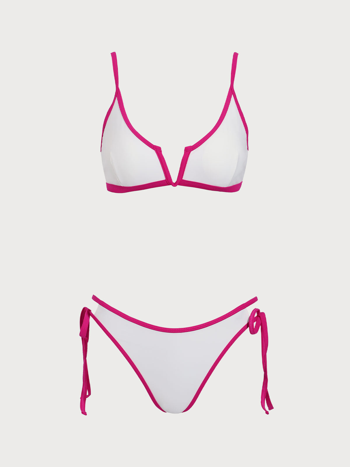 Pink Contrast Drawstring Bikini Set Cheap Sale With Credit Card