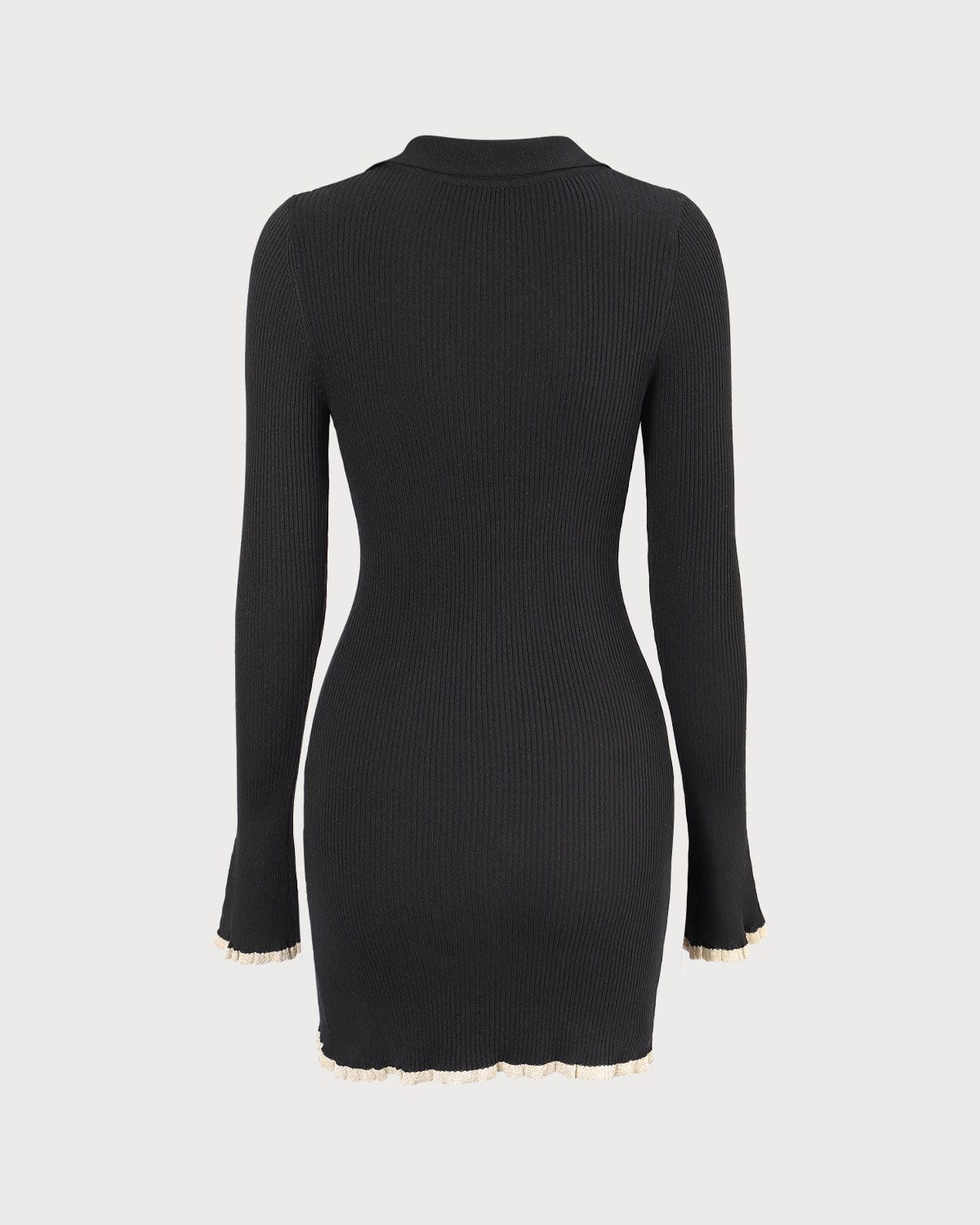 The Black V Neck Contrast Trim Knit Mini Dress Best Store To Get Cheap Online