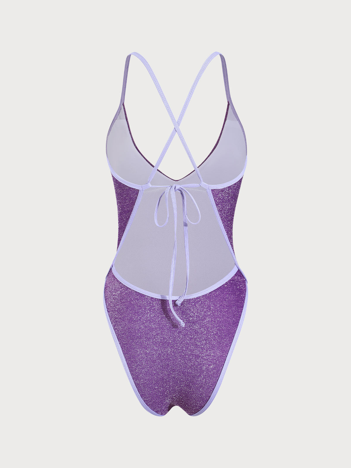 Purple Lurex Backless One-Piece Swimsuit Excellent