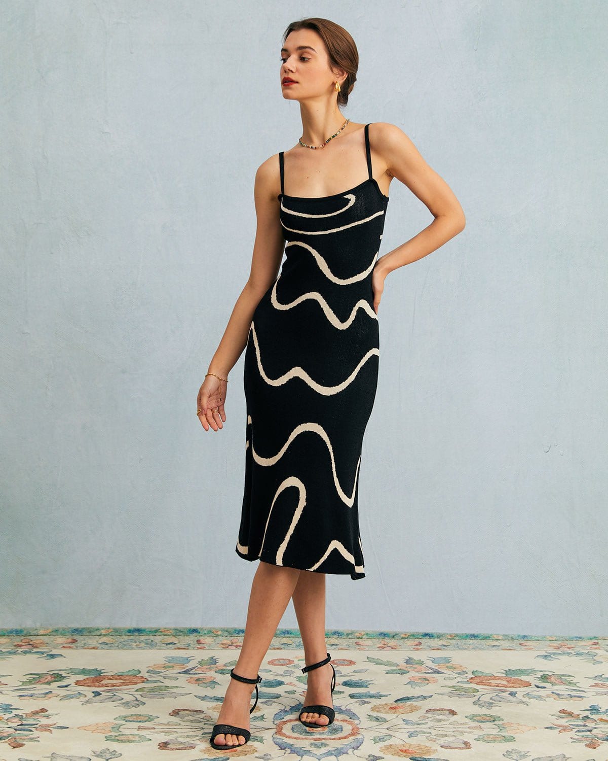 The Black Wave Mermaid Hem Knit Midi Dress Outlet Extremely