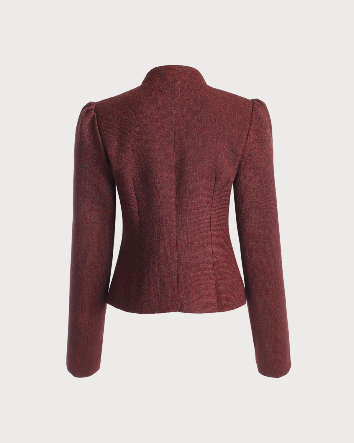 Burgundy Retro Single-breasted Tweed Jacket Cheap Best Pices