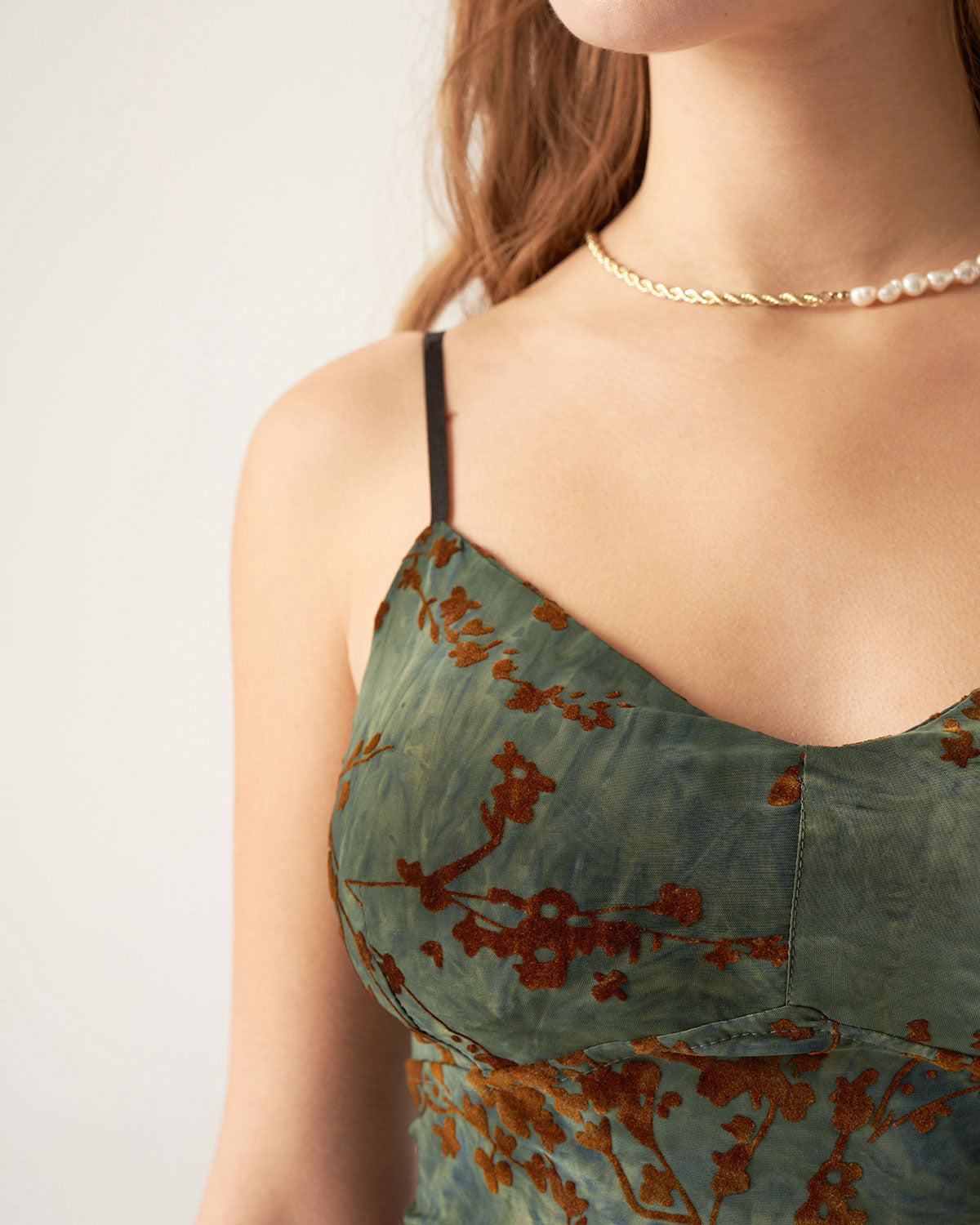 Green Floral V Neck Camis Shipping Outlet Store Online