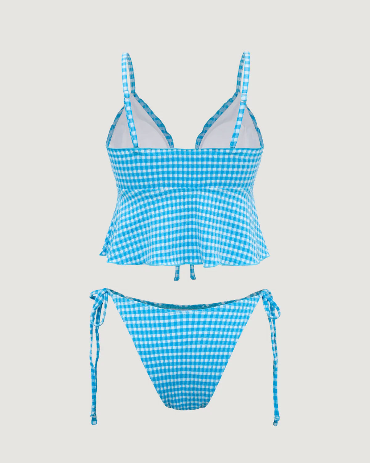 Blue Plaid Tie-Front Tankini Swimsuit 2025 Newest