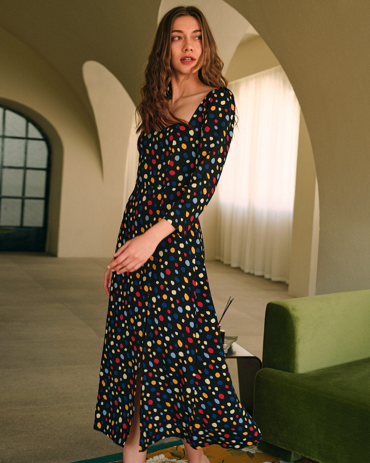 The Sweetheart Neck Polka Dot Maxi Dress Discount For Cheap