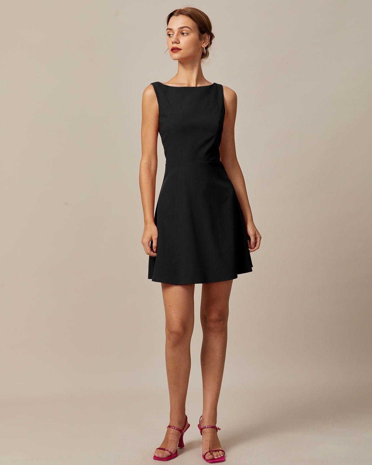 The Black Boat Neck High Waisted Mini Dress Release Dates Authentic