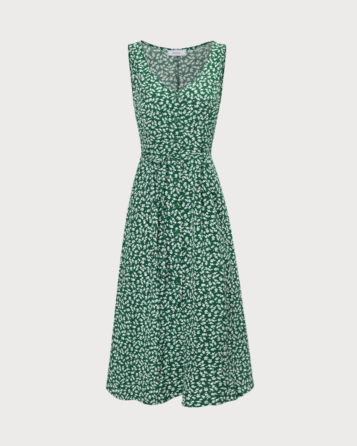 The Green V Neck Floral Button Midi Dress Buy Cheap 2025