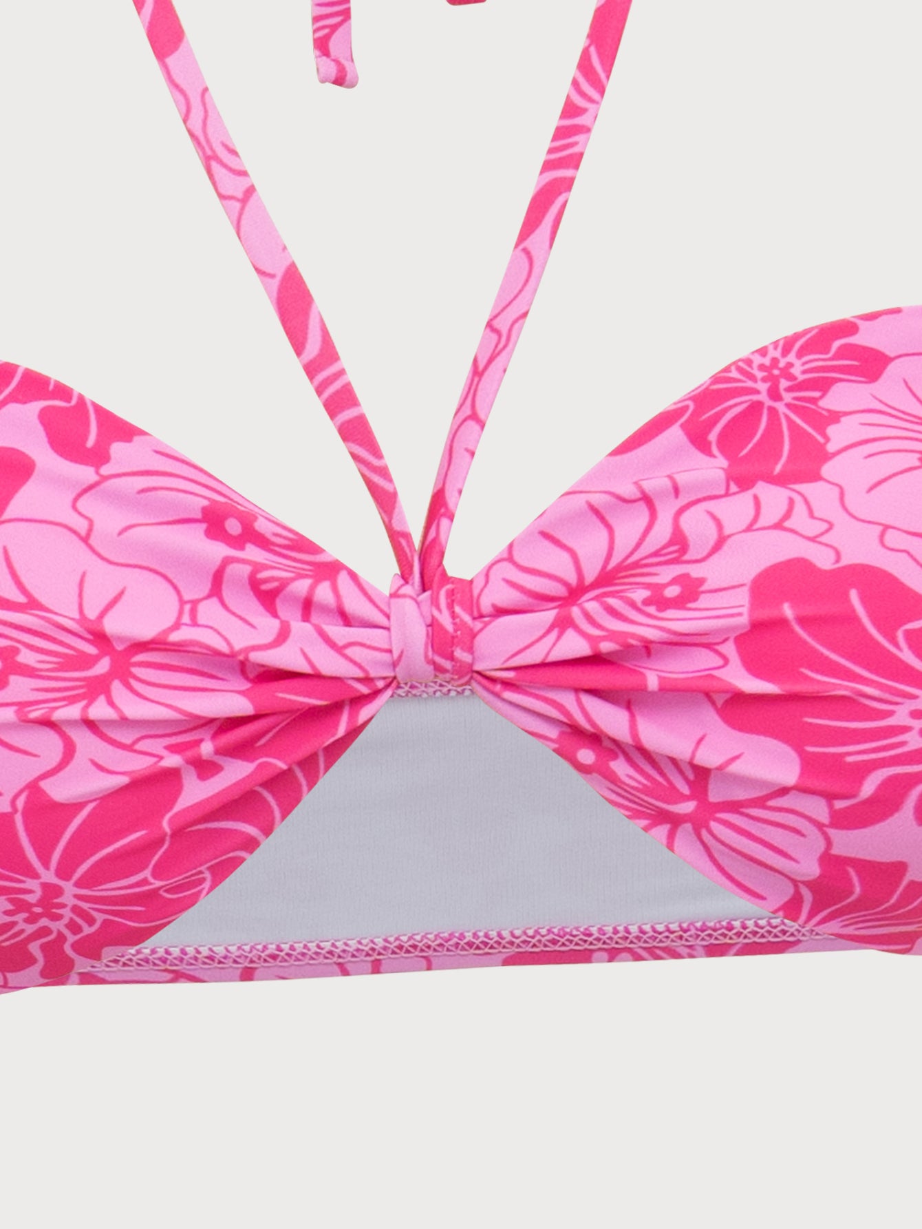 Pink Floral Bandeau Bikini Set Discount View