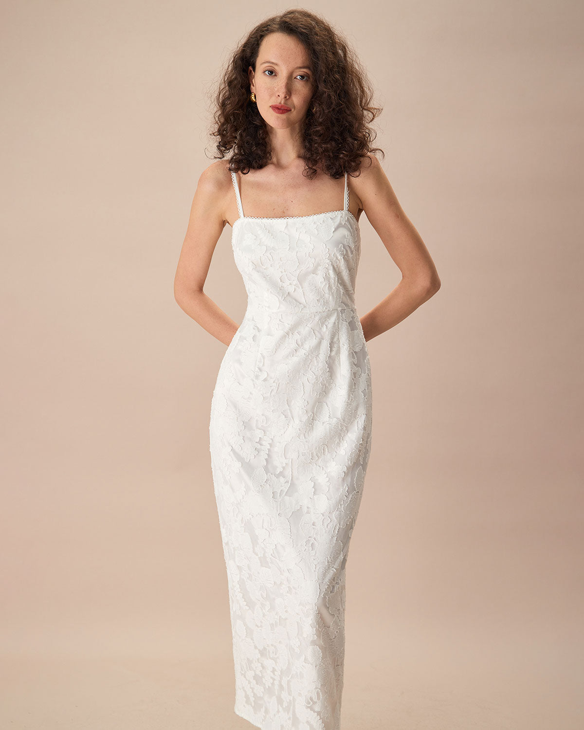 The White Square Neck Jacquard Slip Maxi Dress Buy Cheap Eastbay