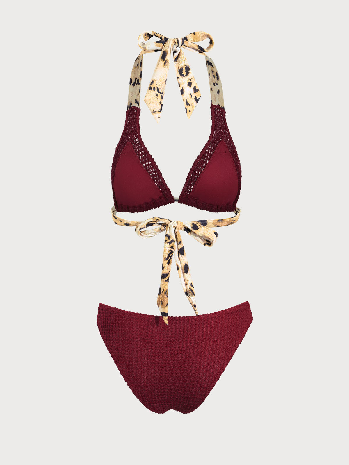 Burgundy Contrast Crochet Bikini Set Free Shipping Buy