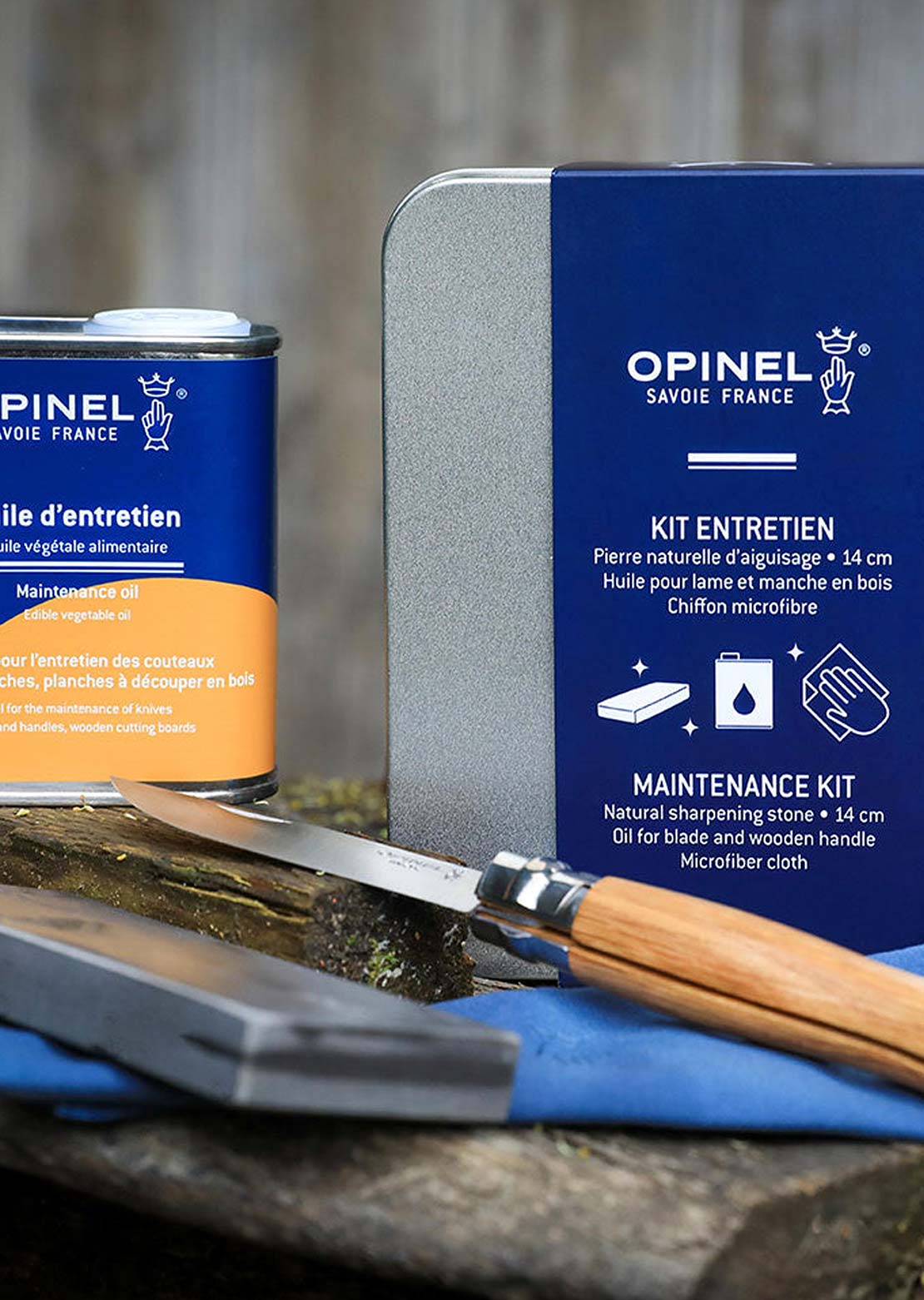 Opinel 3-Piece Knife Maintenance Kit (Oil, Natural Stone, Microfiber Cloth) Get Authentic For Sale