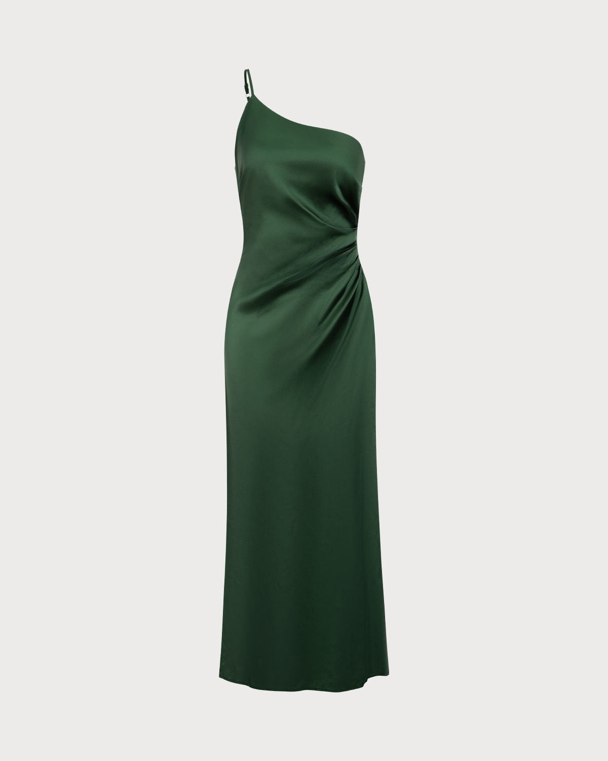 Women's Green One-shoulder Satin Maxi Dress