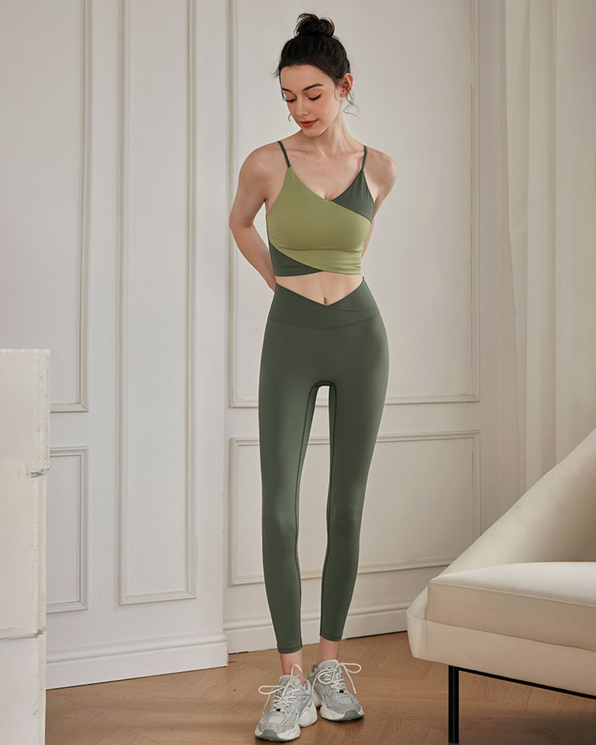 Green Contrast Camis - Medium Support Cheap Factory Outlet