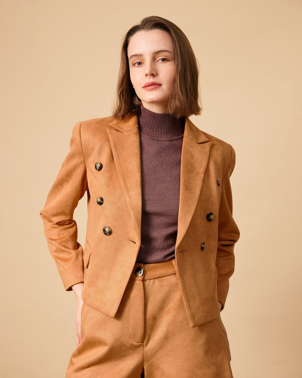 The Collared Buttons Suede Blazer Sale Pre Order