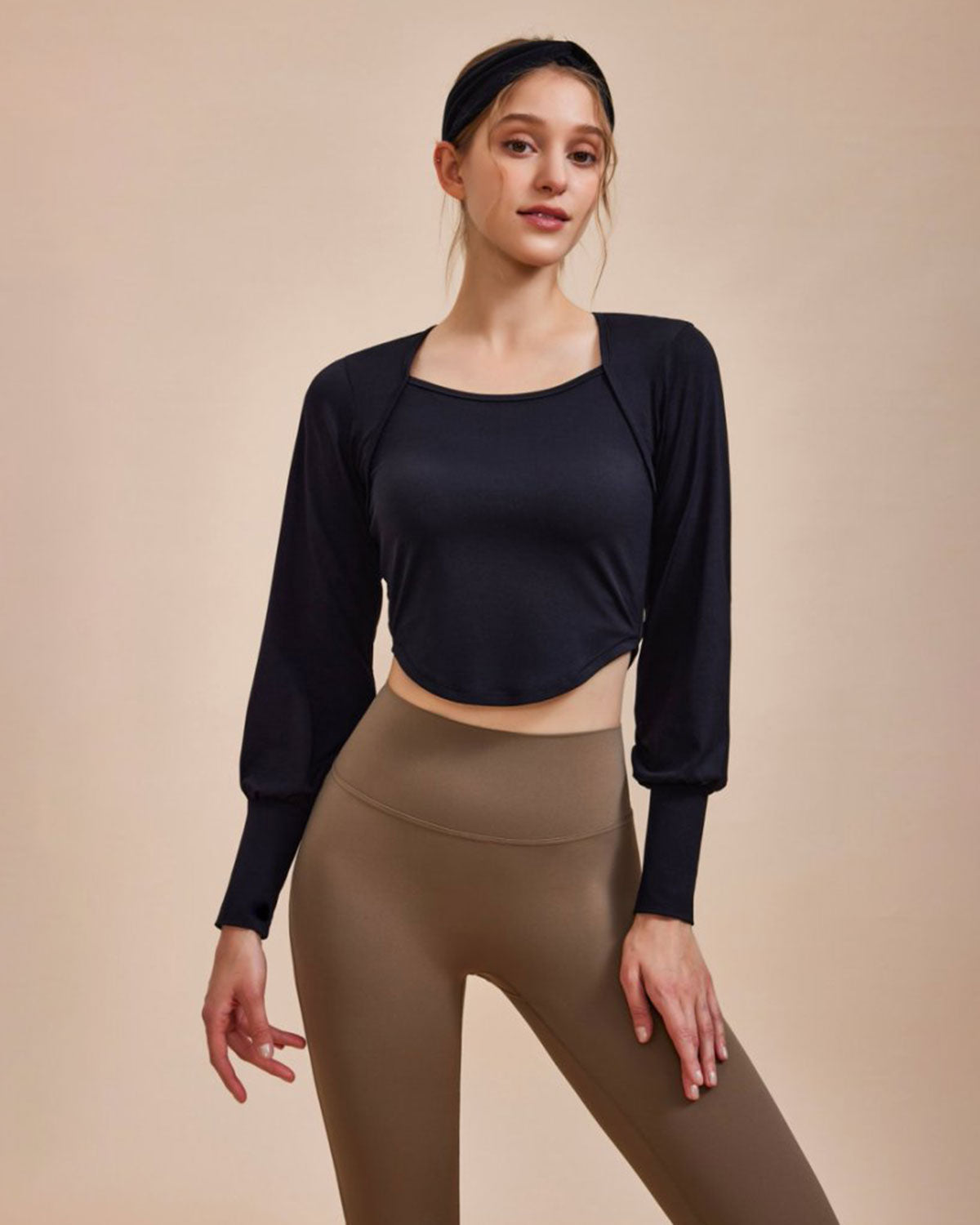 Black Round Neck Long Sleeve Top Sale Original