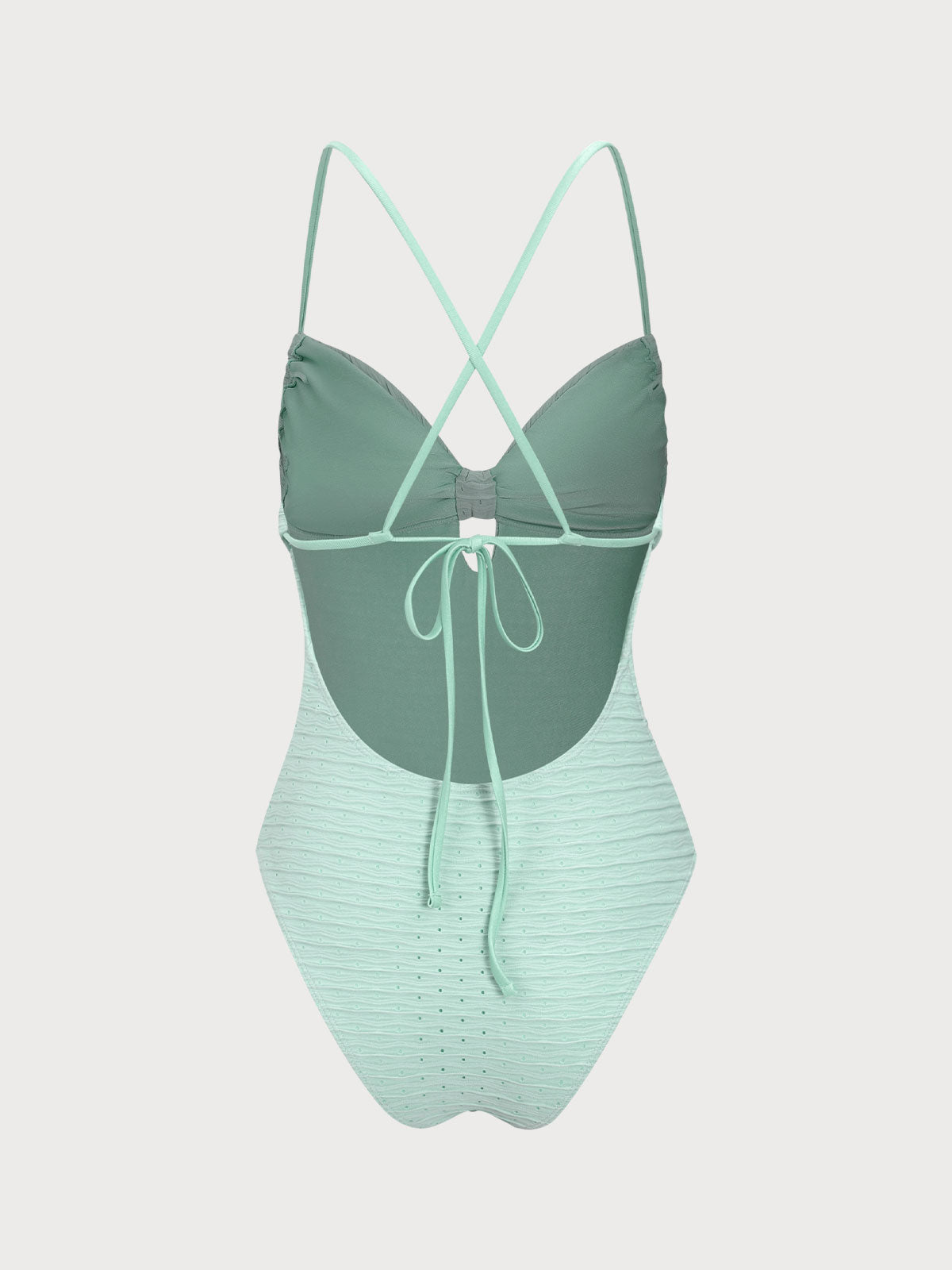 Cyan Cutout Pleated One-Piece Swimsuit Sale Affordable