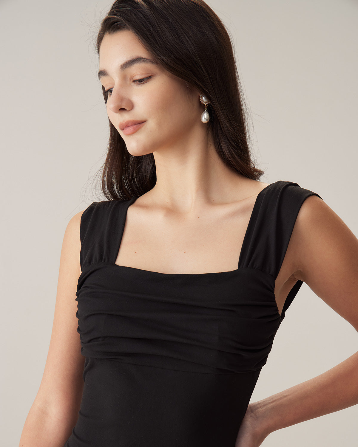 Black Ruched Trumpet Slip Maxi Dress Buy Cheap Footlocker