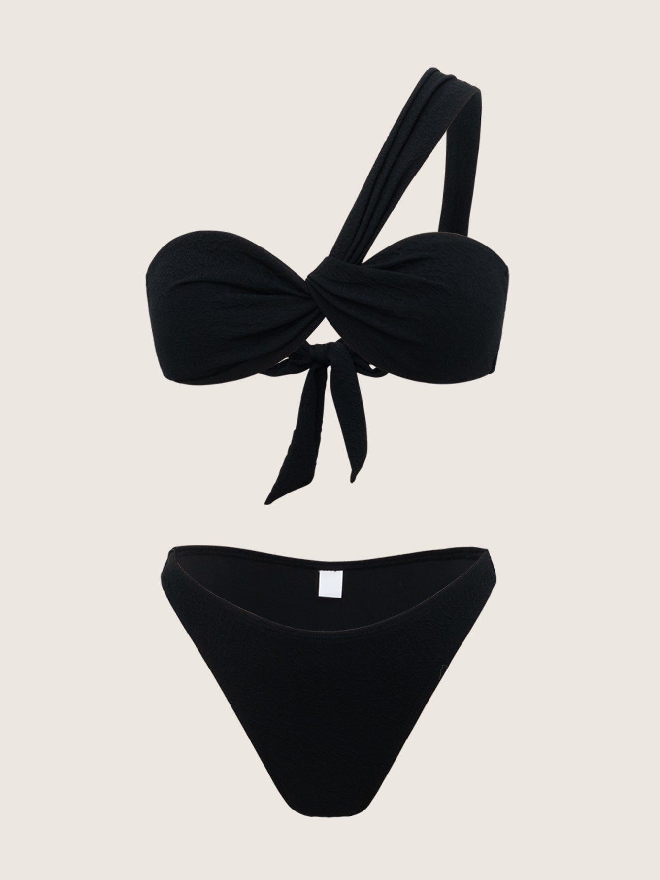 Black Ruched Tie Front Bikini Set How Much Sale Online