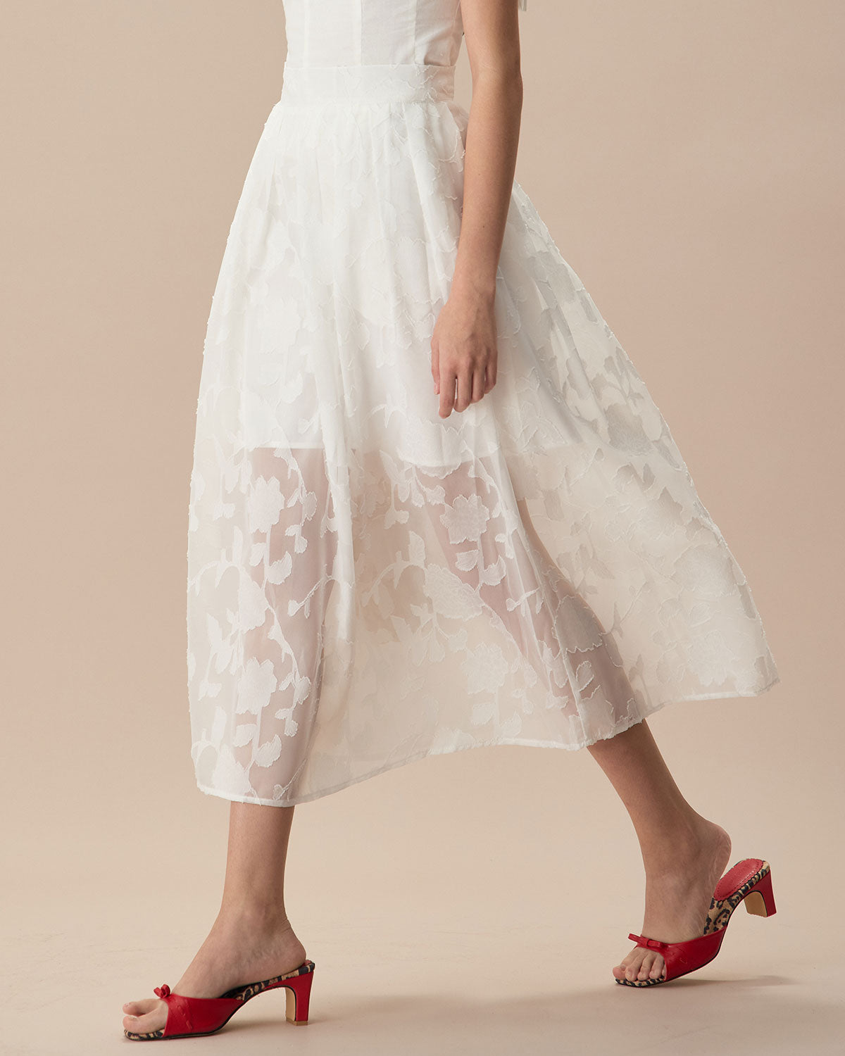 The White Jacquard Midi Skirt Low Cost Online