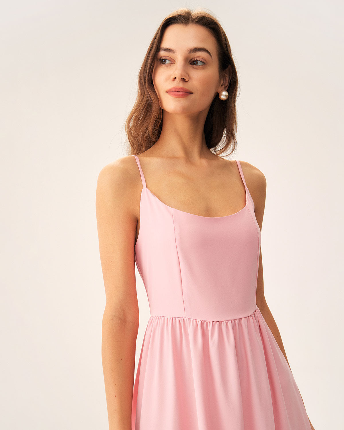 Pink A-Line Slip Midi Dress Wide Range Of Cheap Pice