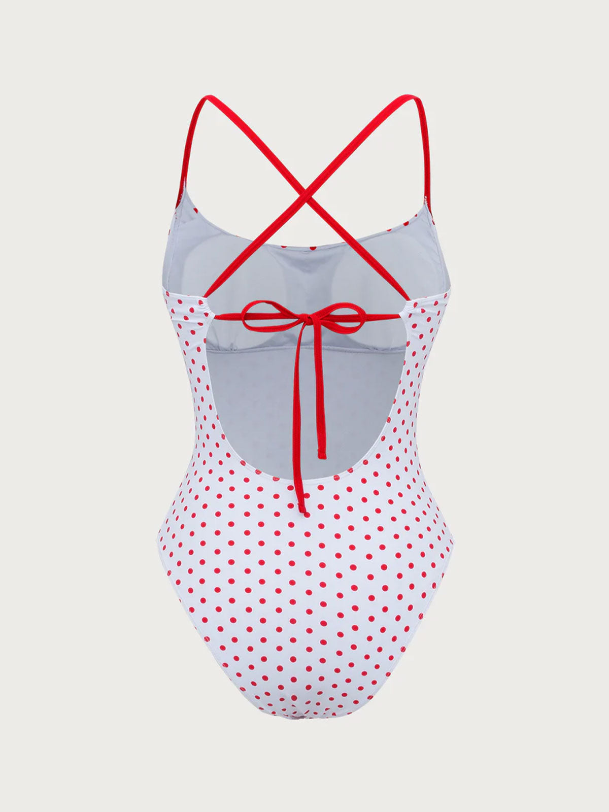 Red Contrast Polka Dot One-Piece Swimsuit Clearance Limited Edition