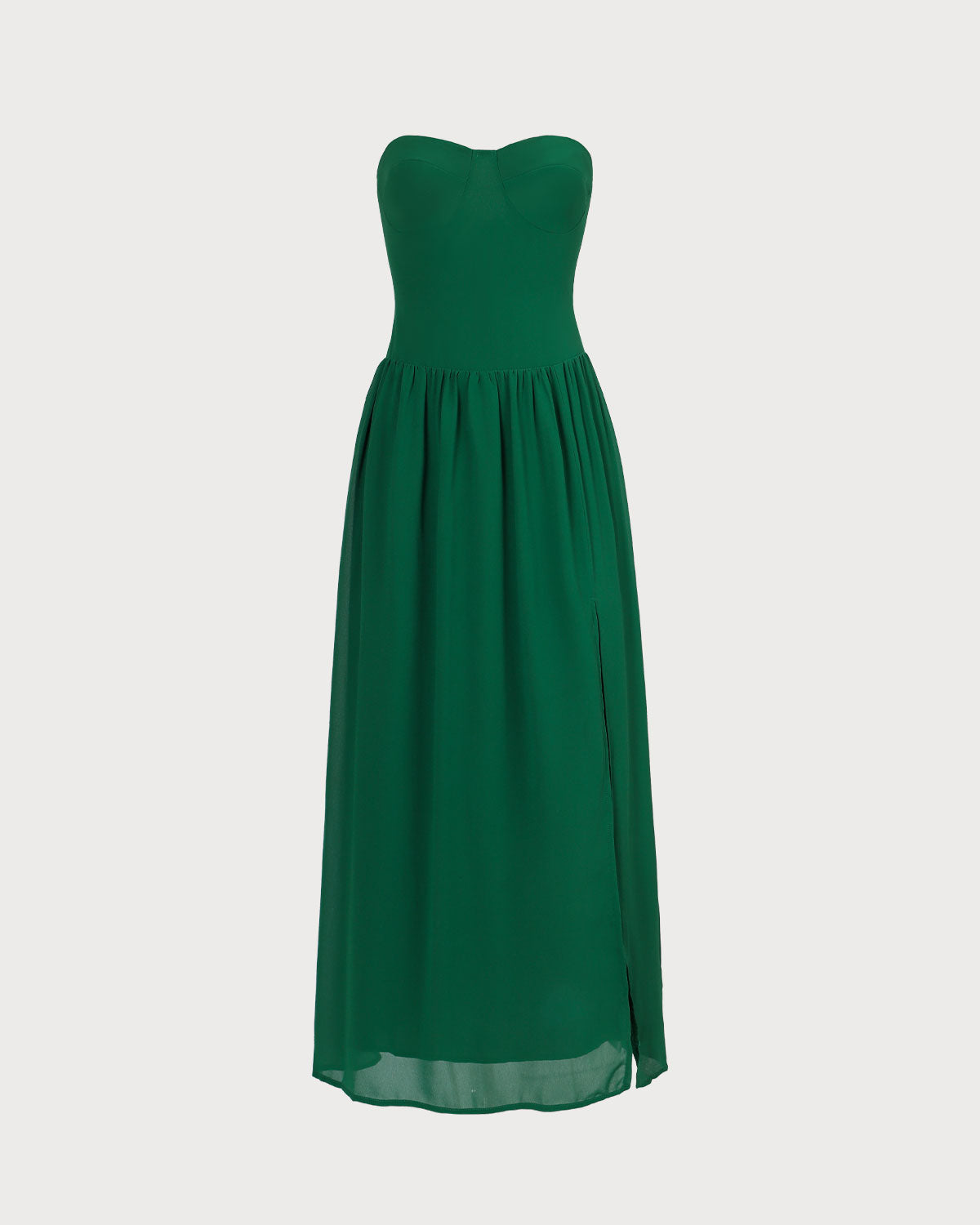 The Green Sweetheart Neck Ruched Maxi Dress Free Shipping New Styles