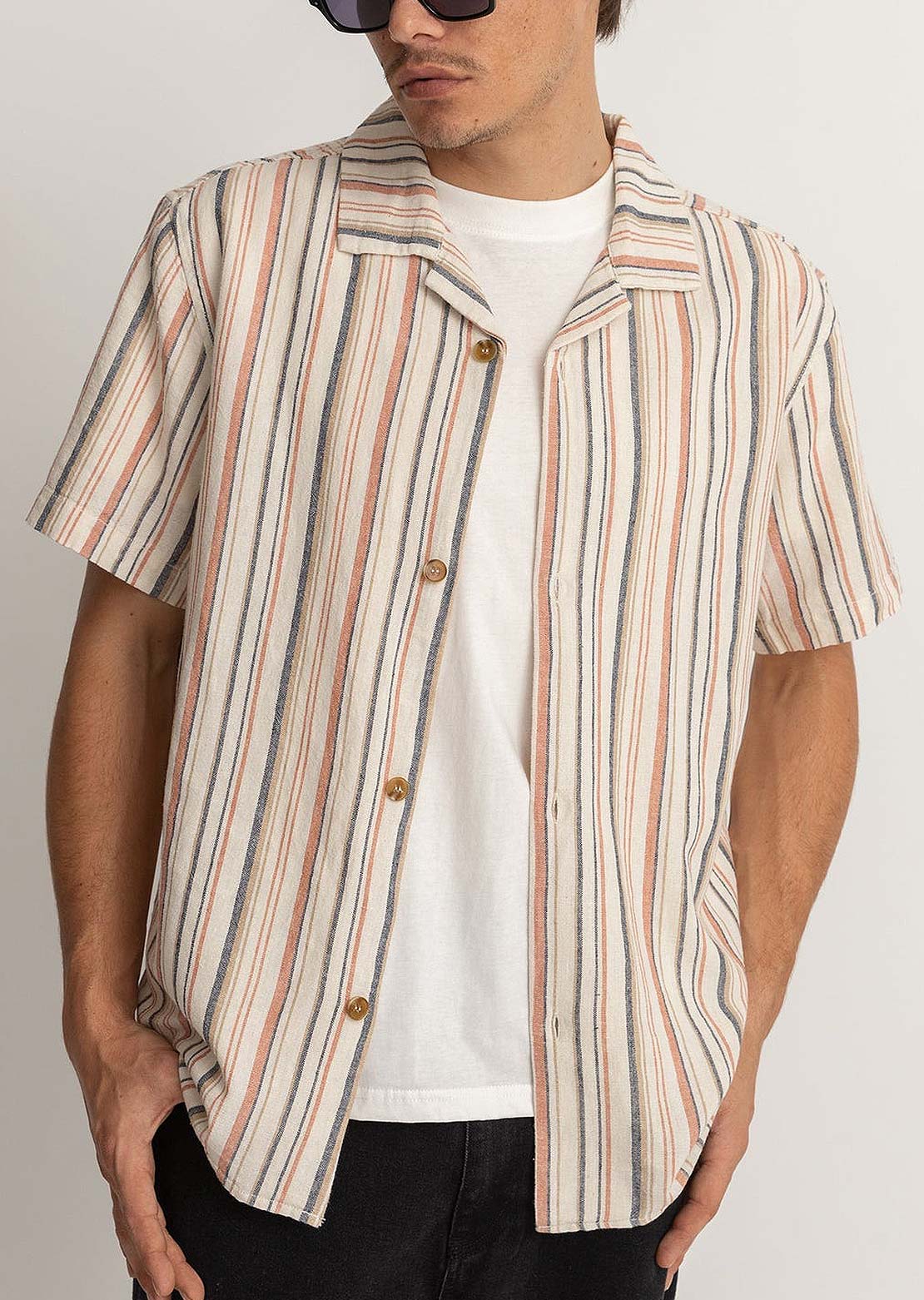 Rhythm Men's Vacation Stripe Button Up Shirt