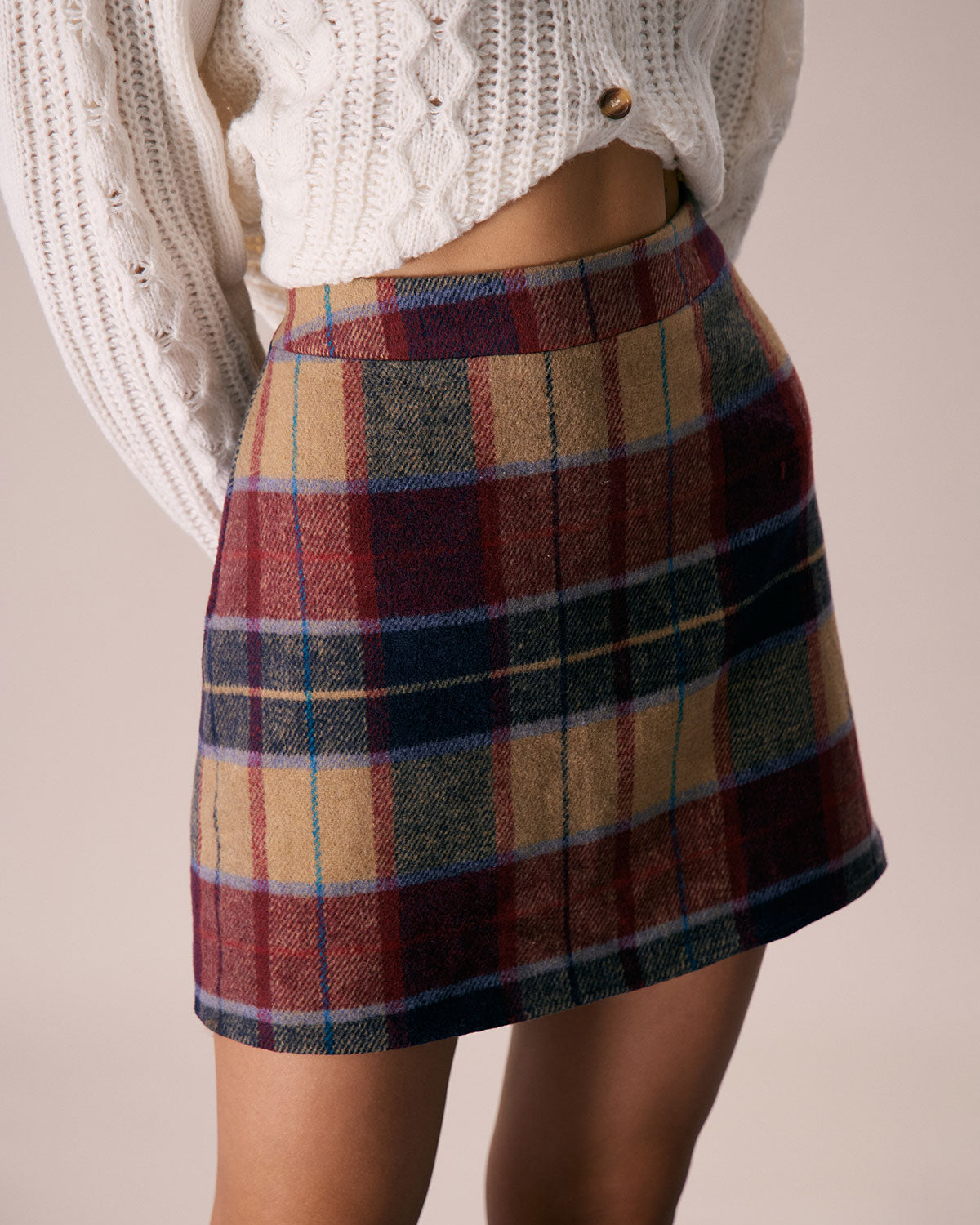 The Red Plaid Zipper Fly Tweed Mini Skirt Cheap Sale Huge Surprise